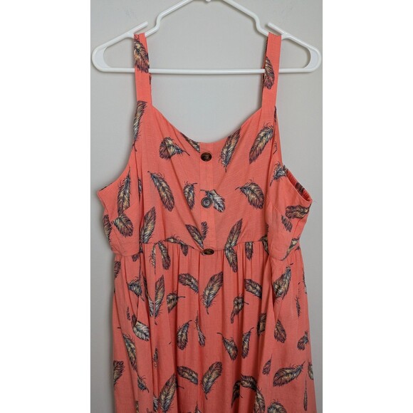 Torrid Midi Dress Coral Linen-Look Pinafore Feather Prairie Beach SZ 3X NWT - Picture 3 of 16